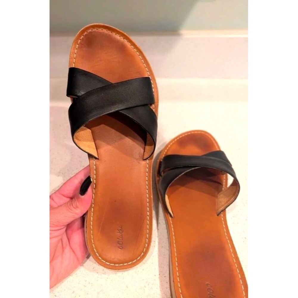 OluKai Women's Ke'a Leather Crisscross Slide Sandals